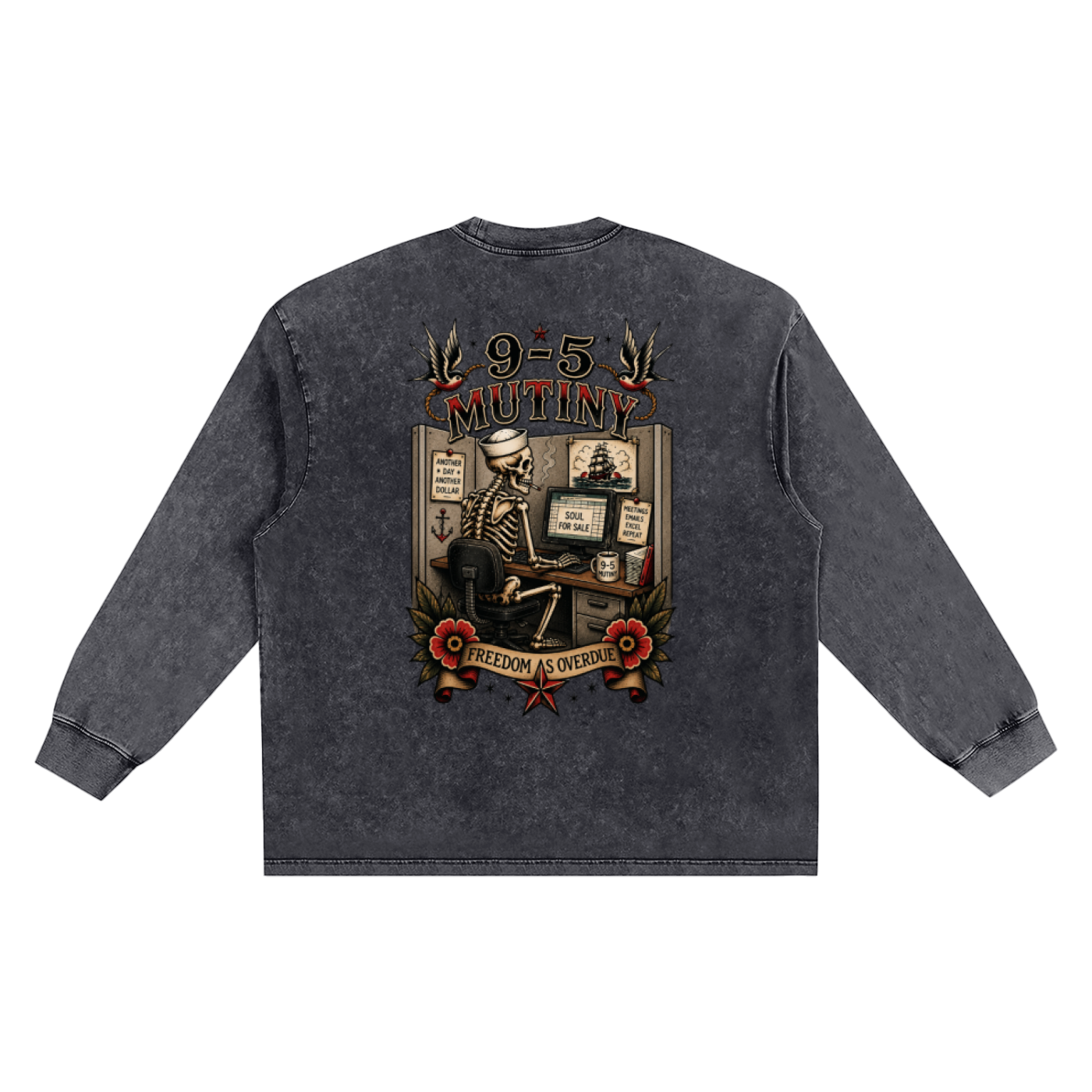 9-5 Mutiny Sea Washed Frayed Edge T-Shirt