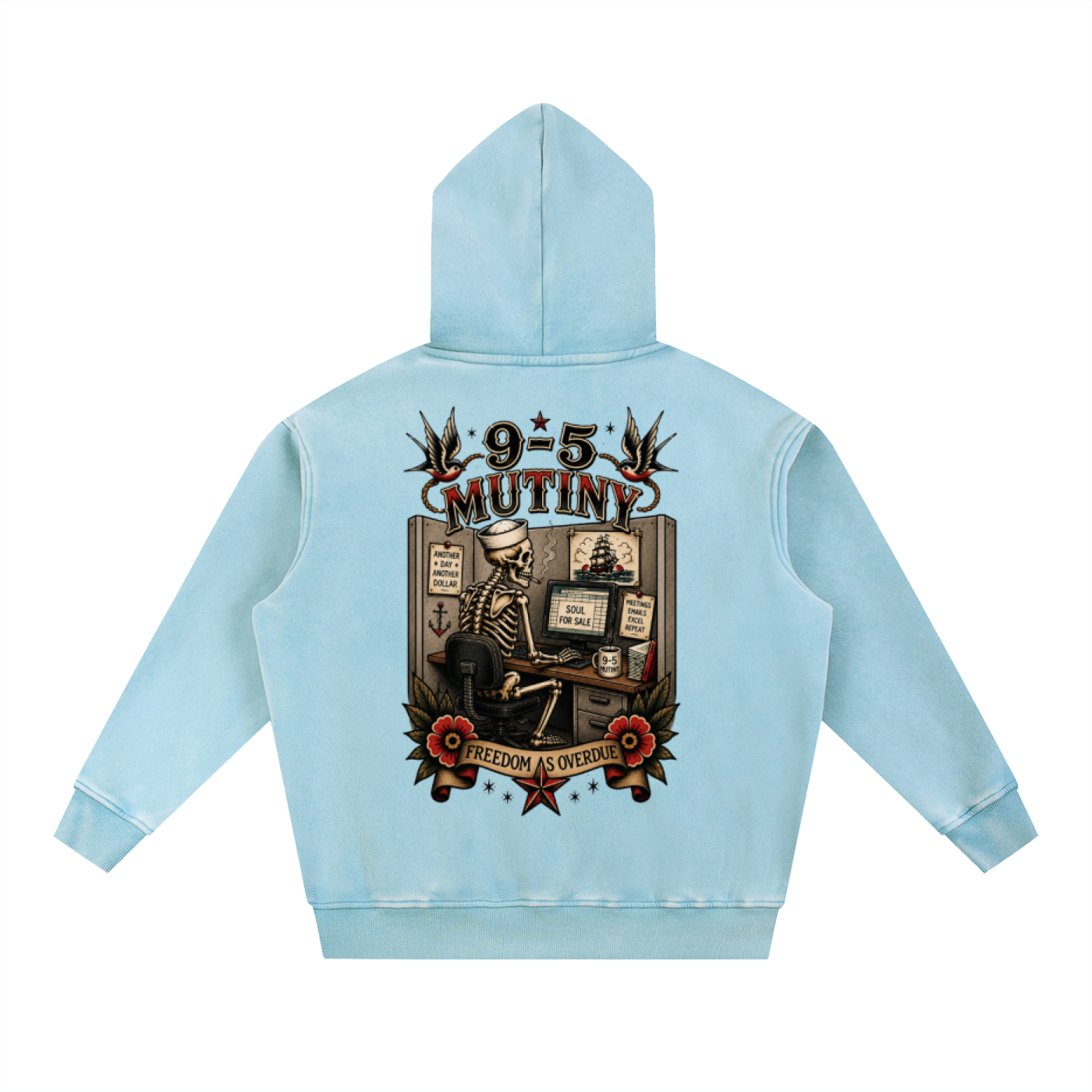 9-5 Mutiny Sea Wash Fleece Oversize Hoodie