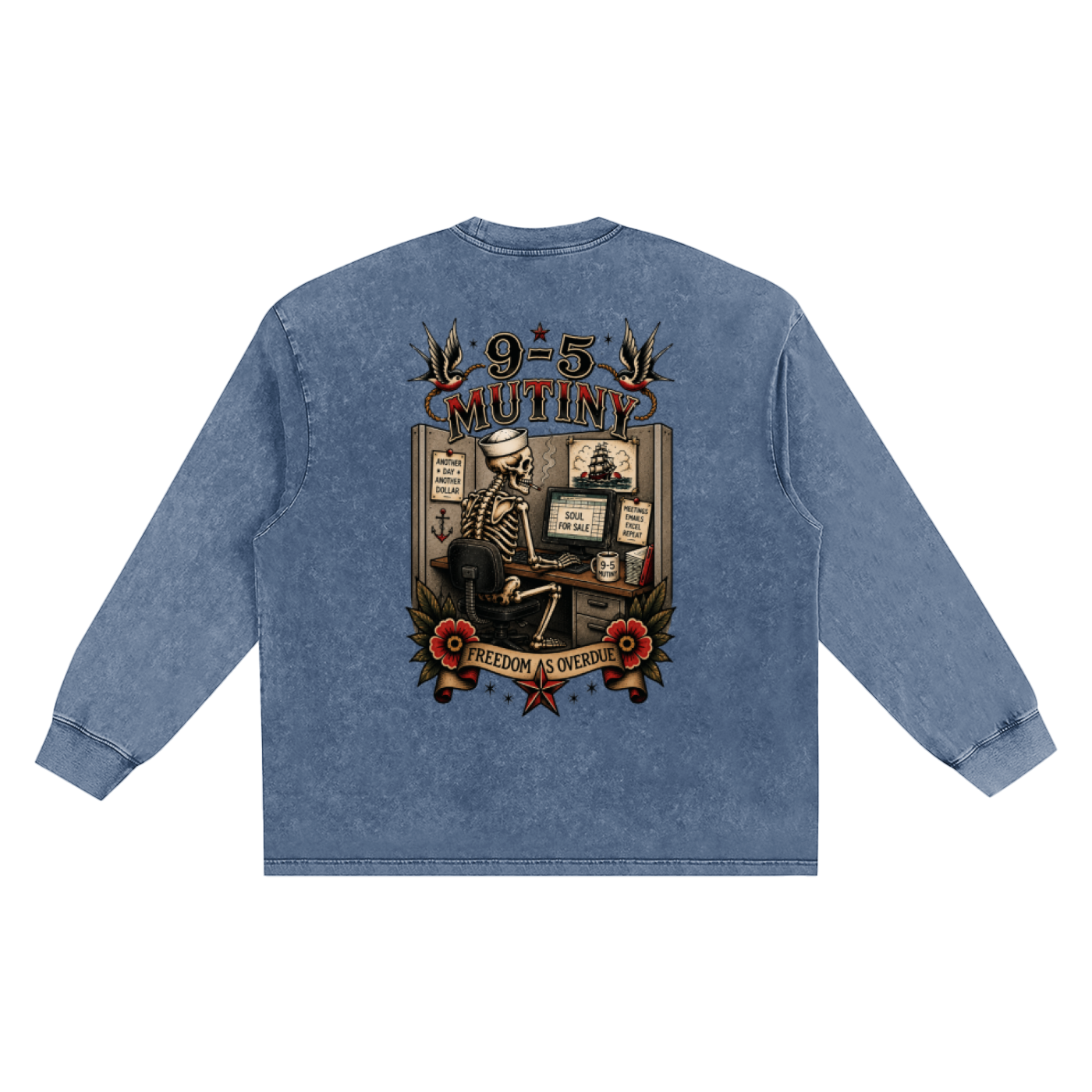 9-5 Mutiny Sea Washed Frayed Edge T-Shirt