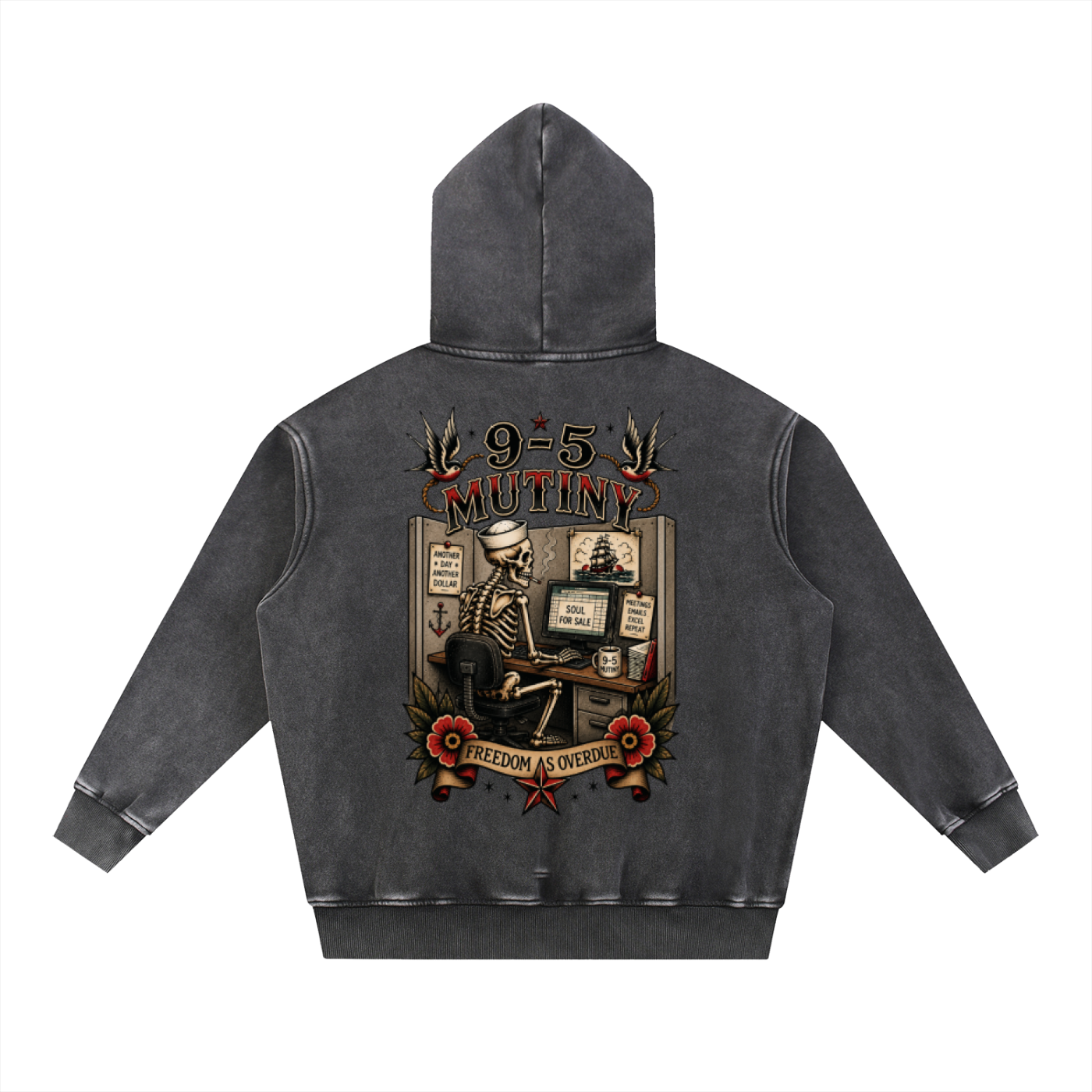 9-5 Mutiny Sea Wash Fleece Oversize Hoodie