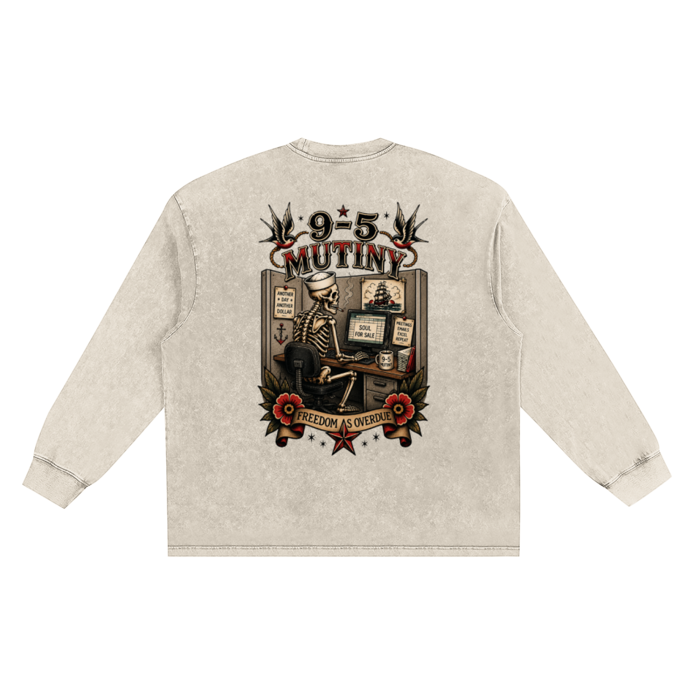9-5 Mutiny Sea Washed Frayed Edge T-Shirt