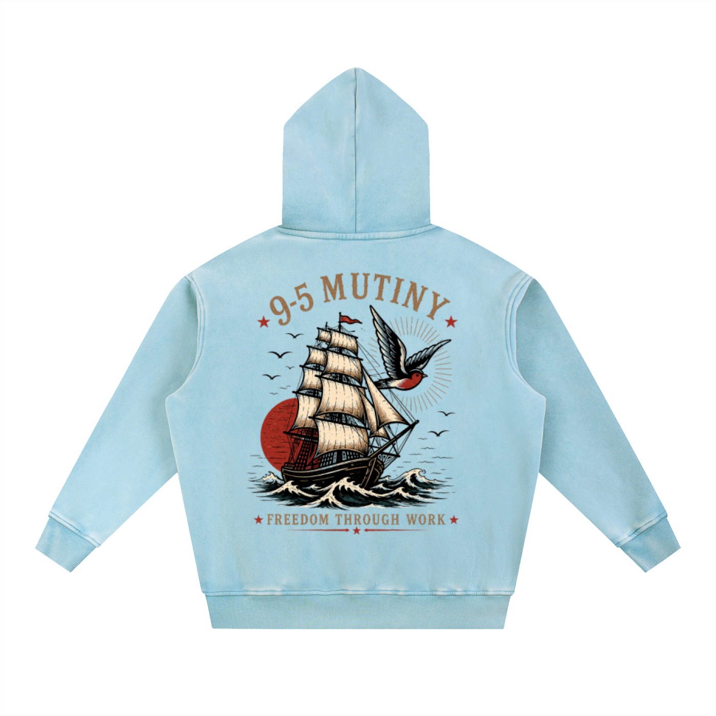 9-5 Mutiny Sea Wash Fleece Oversize Hoodie