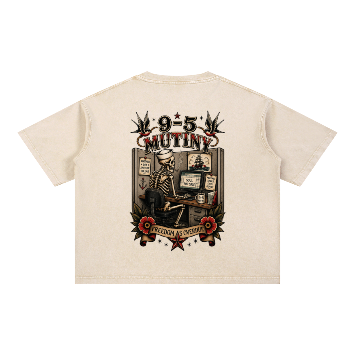 9-5 Mutiny Sea Wash Boxy Cotton T-Shirt